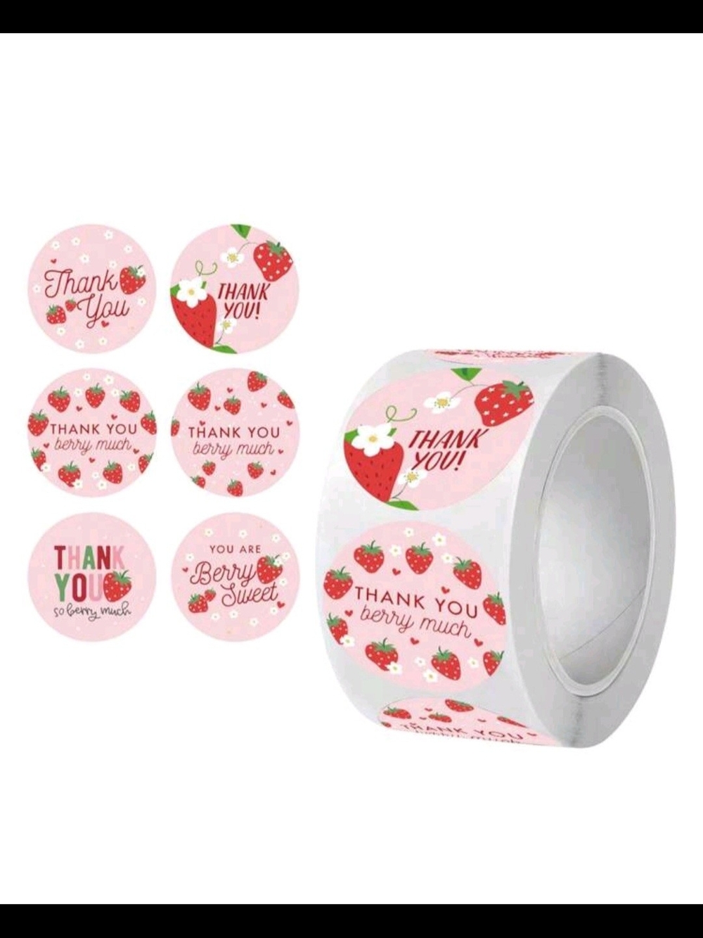 Thank You Strawberry Shortcake Stickers - Pink